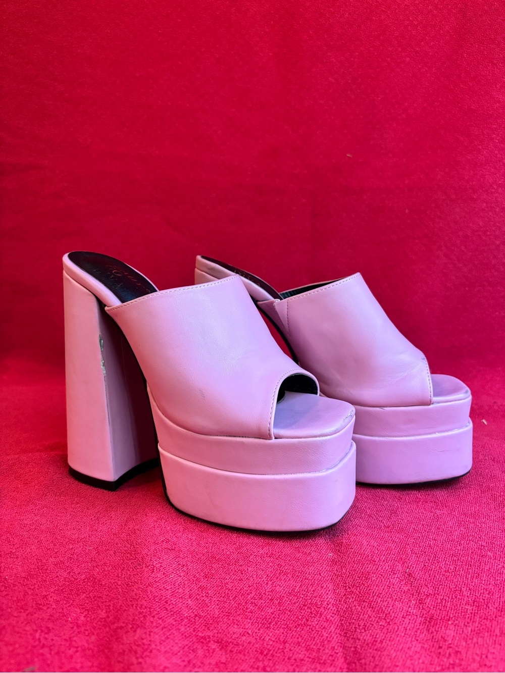 Women's Pink High Platform Slide Sandals